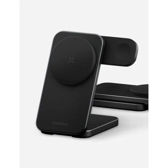 Energea magtrio 2, 3in1 foldable qi2 25w wireless charger - gunmetal